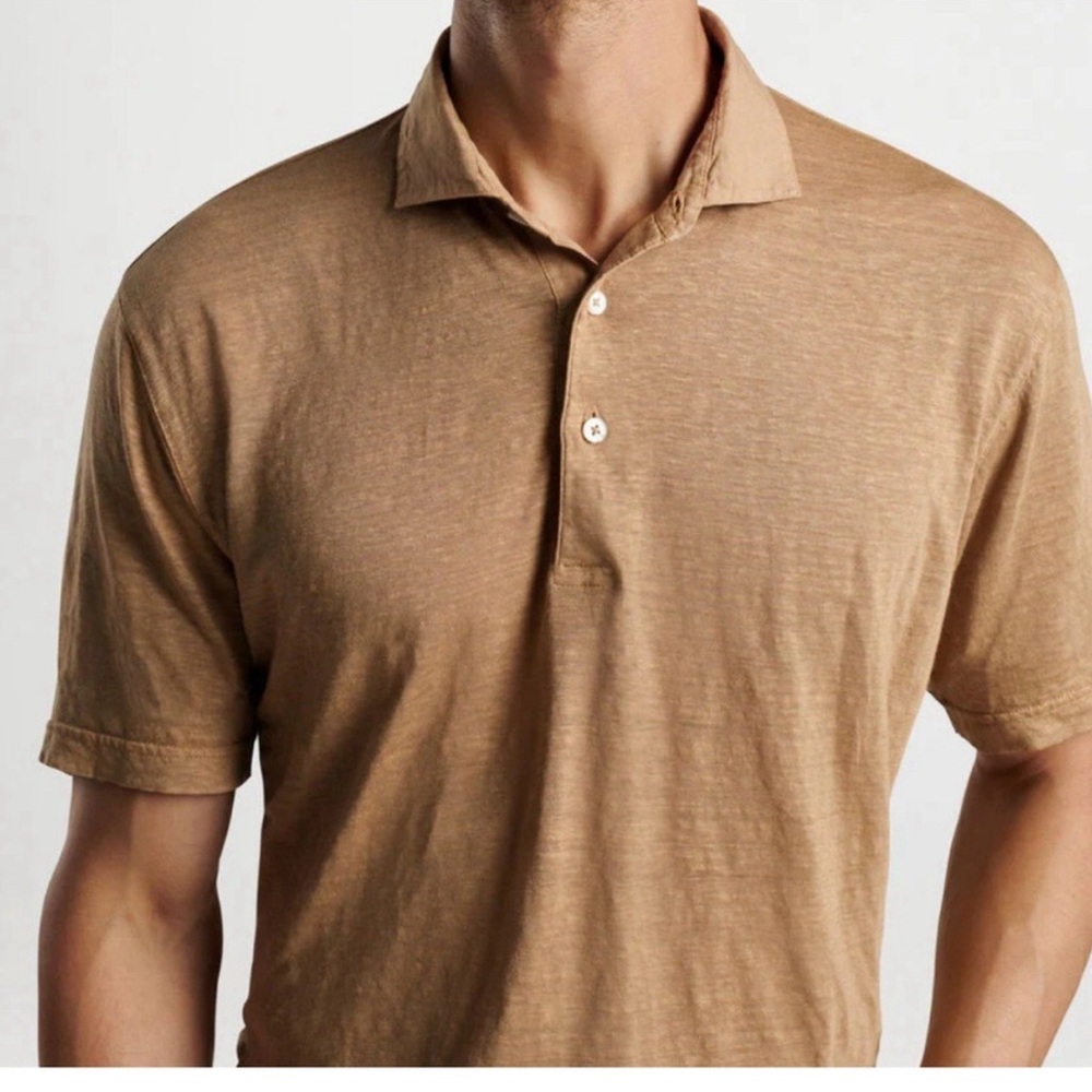 NWT Peter Millar  100% Linen Three Button Short Sleeve
Polo Shirt Size L